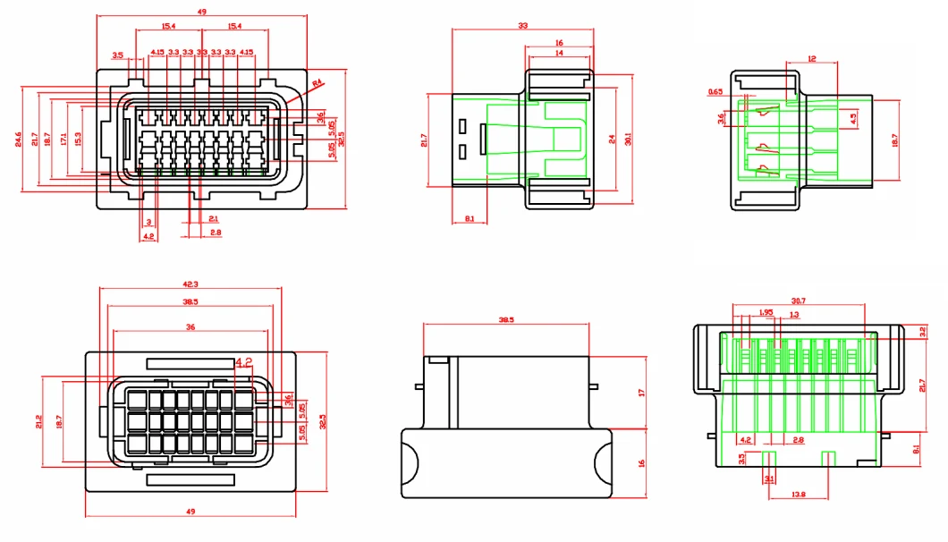 1 Set 24 Pin ECU PCB Aluminum Box Automotive Case Enclosure with Grey Fci Connector Male Female Plug Socket Audi A6 Automotive Chinese Quality Jorch