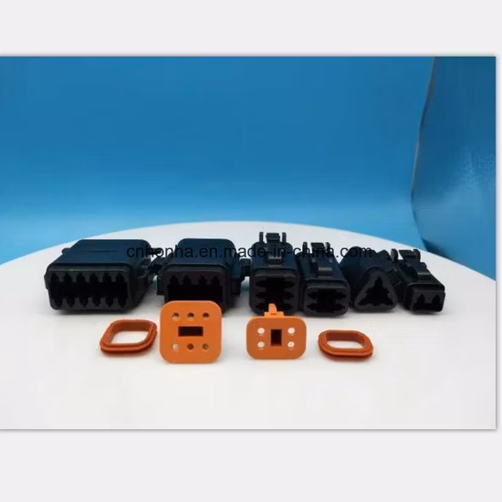 Connettore tedesco per cablaggio automatico maschio e femmina Dt 2-12p impermeabile con perni/morsetti, presa per spina automobilistica sigillata con colore nero